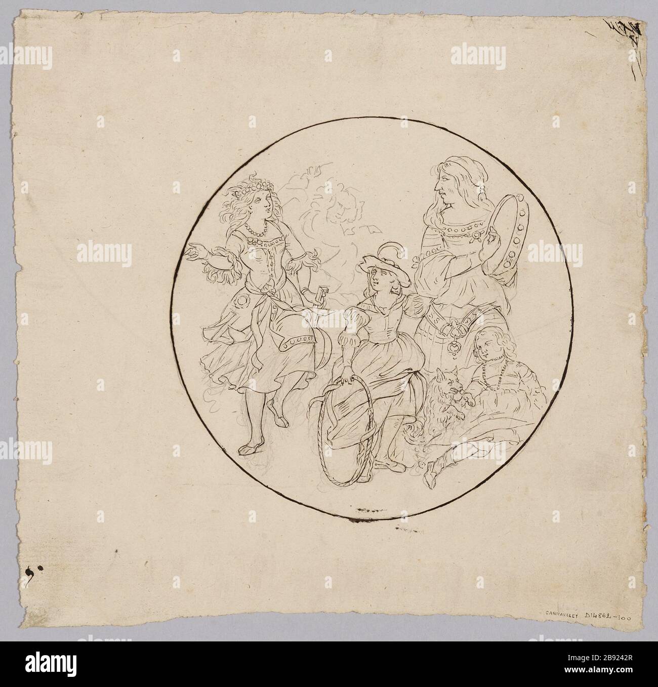 Progetto di progettazione per una vetrata civile: Bohémien. (Titolo fittizio) Foto Stock