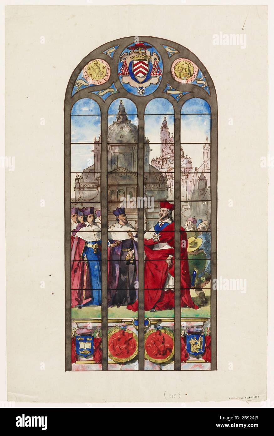 Progetto solarium per Saint-Etienne-du-Mont: Cardinale Richelieu prima della cappella della Sorbona, Saint-Etienne-du-Monts. (Titolo fittizio) Foto Stock