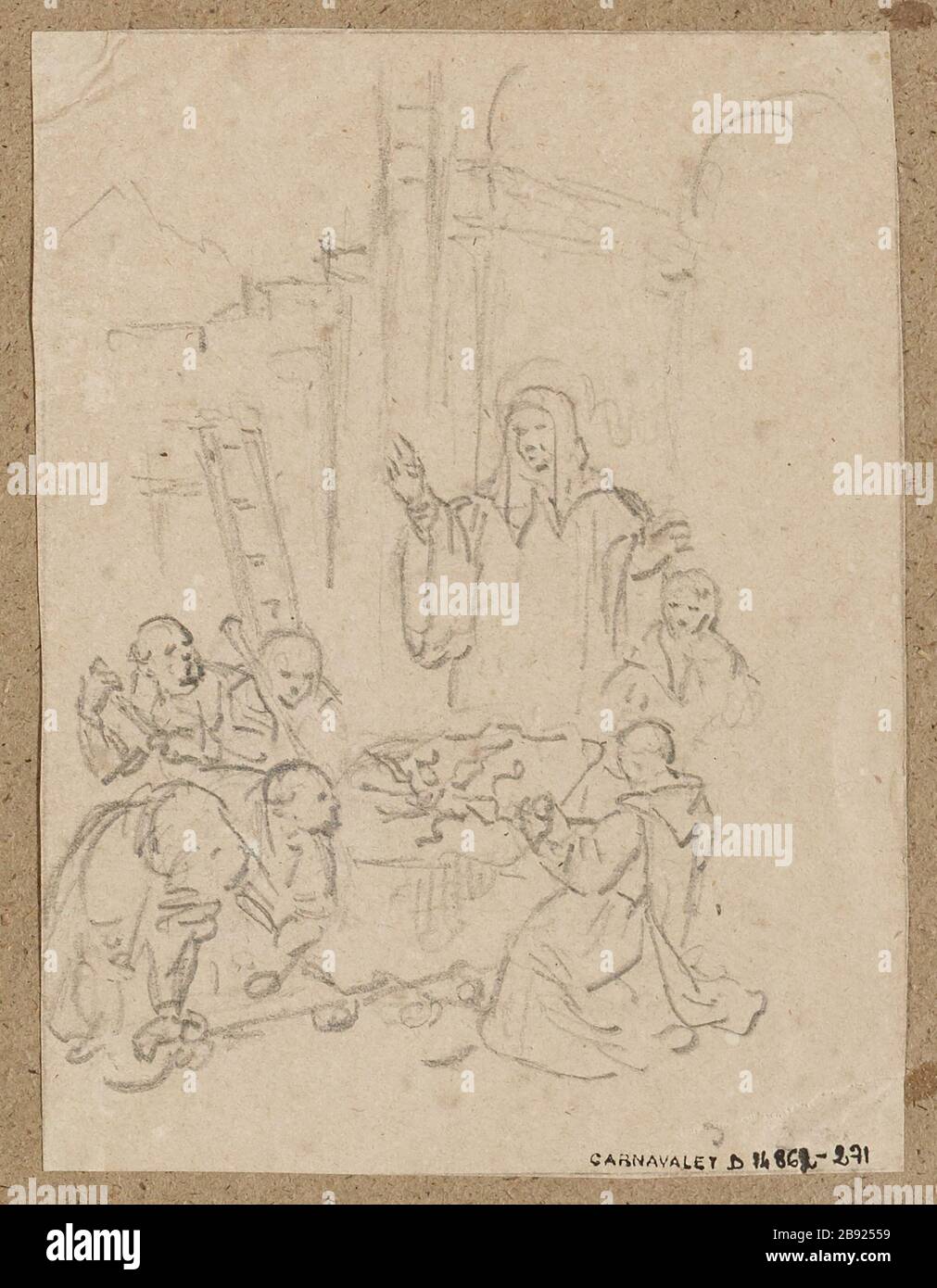 Studio per un progetto di vetrate della vita di San Benedetto. (Titolo fittizio) Foto Stock