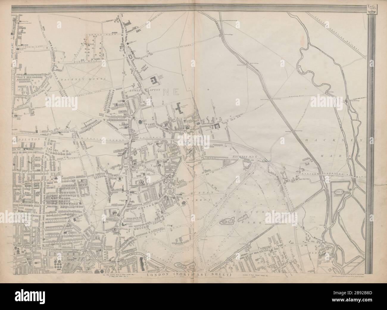 "CASSELLS LONDON NE. Hackney Old Ford Dalston Clapton Homerton. Mappa WELLER 1863 Foto Stock