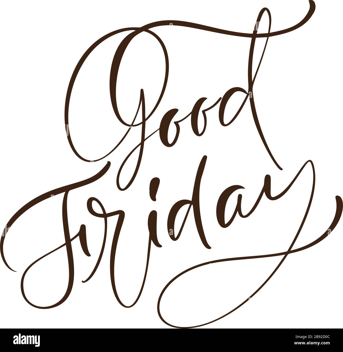 Venerdì Santo testo vettoriale calligrafico disegnato a mano scritto su sfondo bianco. Citazione religiosa cristiana prima della Pasqua di Gesù Cristo Illustrazione Vettoriale