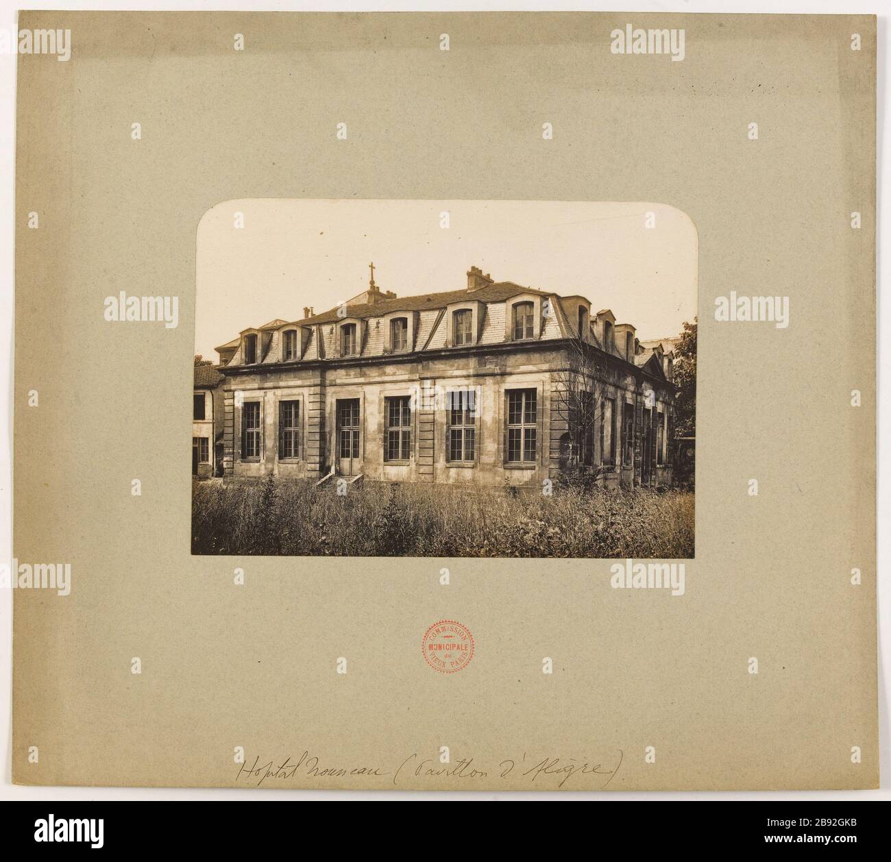 Ospedale [nuovo] (bandiera dell'Algeria). Facciata esterna di un edificio Hopital nouveau (pavillon d'Algérie). façade extérieure. Photographie de Jean Barry. Tigre au gélatino-bromure d'argent. Parigi, musée Carnavalet. Parigi, musée Carnavalet. Foto Stock