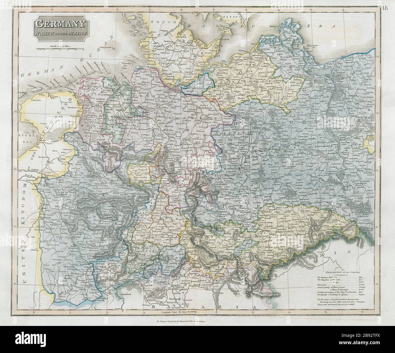"Germania, a nord del Mayne" (meno). Prussia Hannover Sassonia. THOMSON 1830 mappa Foto Stock