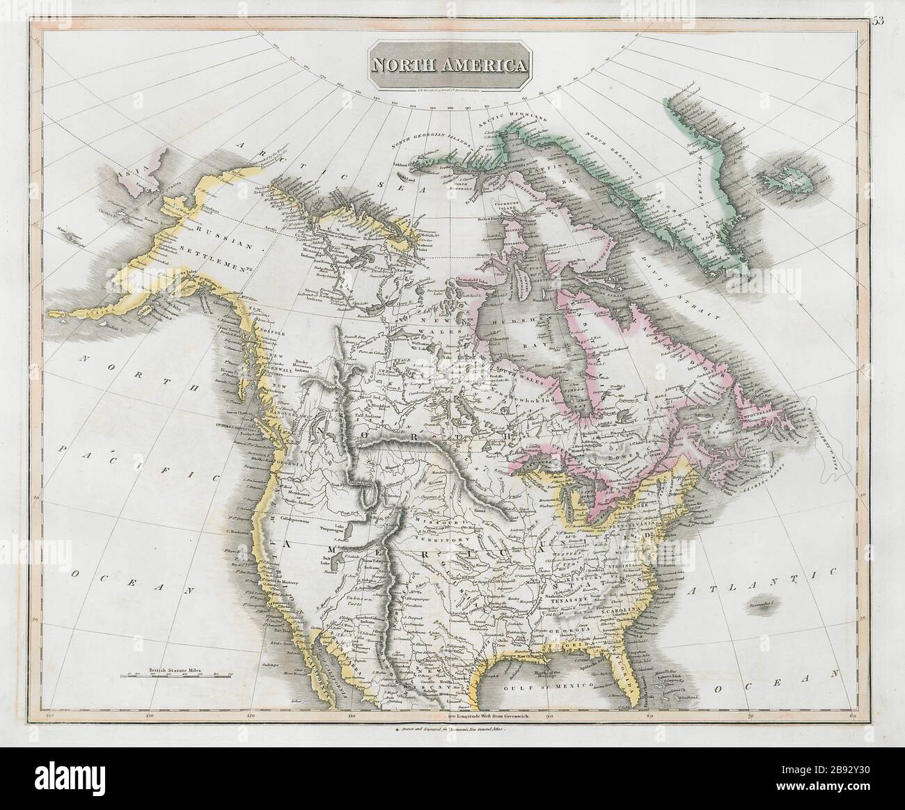 Nord America. Forts & posti commerciali. Montagne Assinipoel. THOMSON 1830 mappa Foto Stock