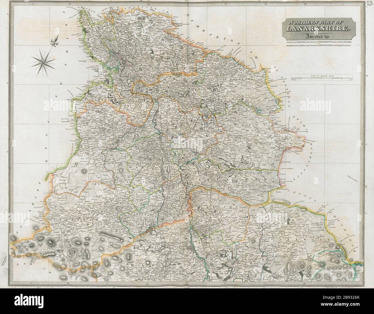 Lanarkshire nord. Airdrie Motherwell Glasgow East Kilbride. THOMSON 1832 mappa Foto Stock