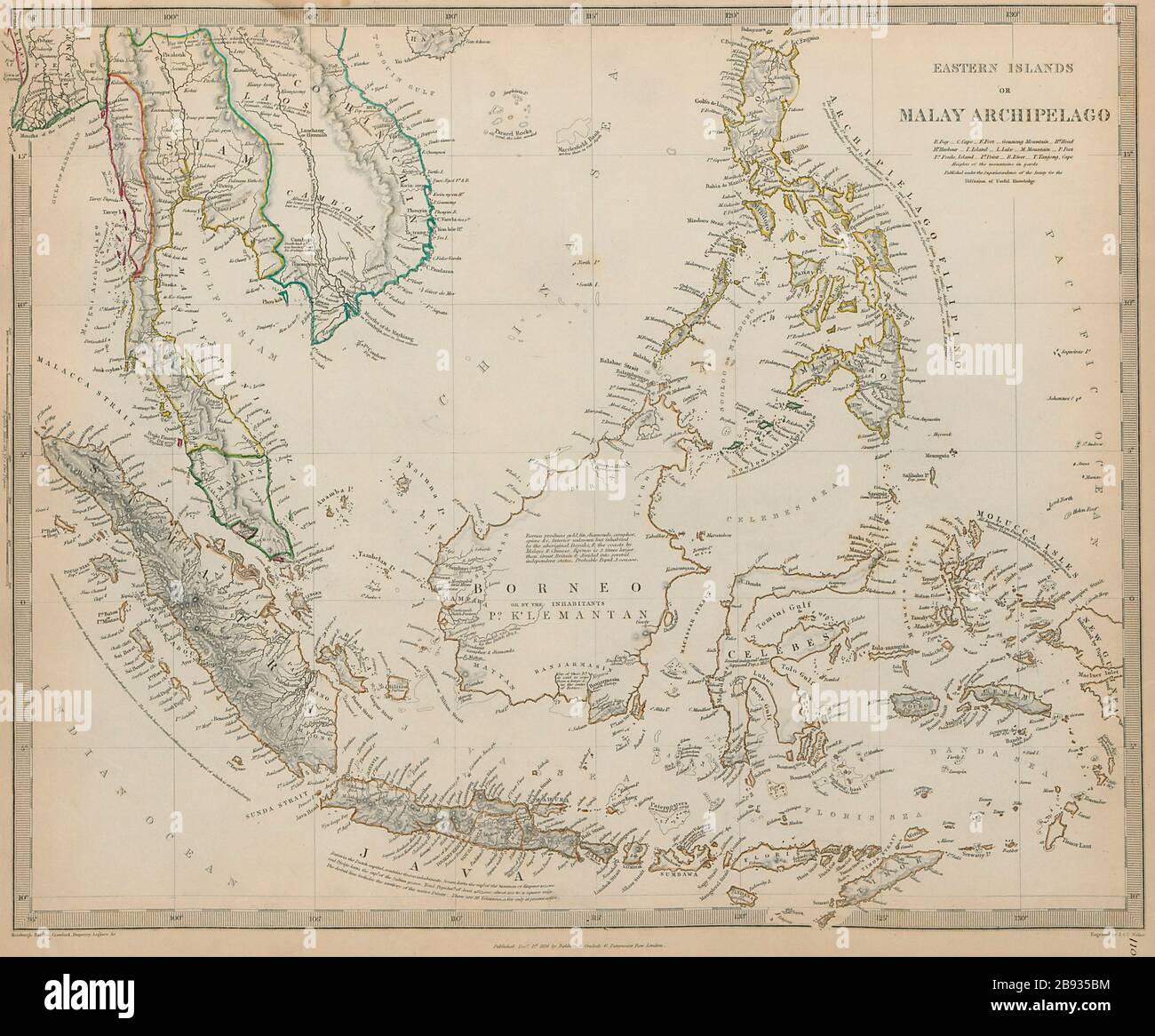 MALAY ARCIPELAGO Indonesia Malaysia Filippine Indie Indie SDUK 1844 mappa Foto Stock