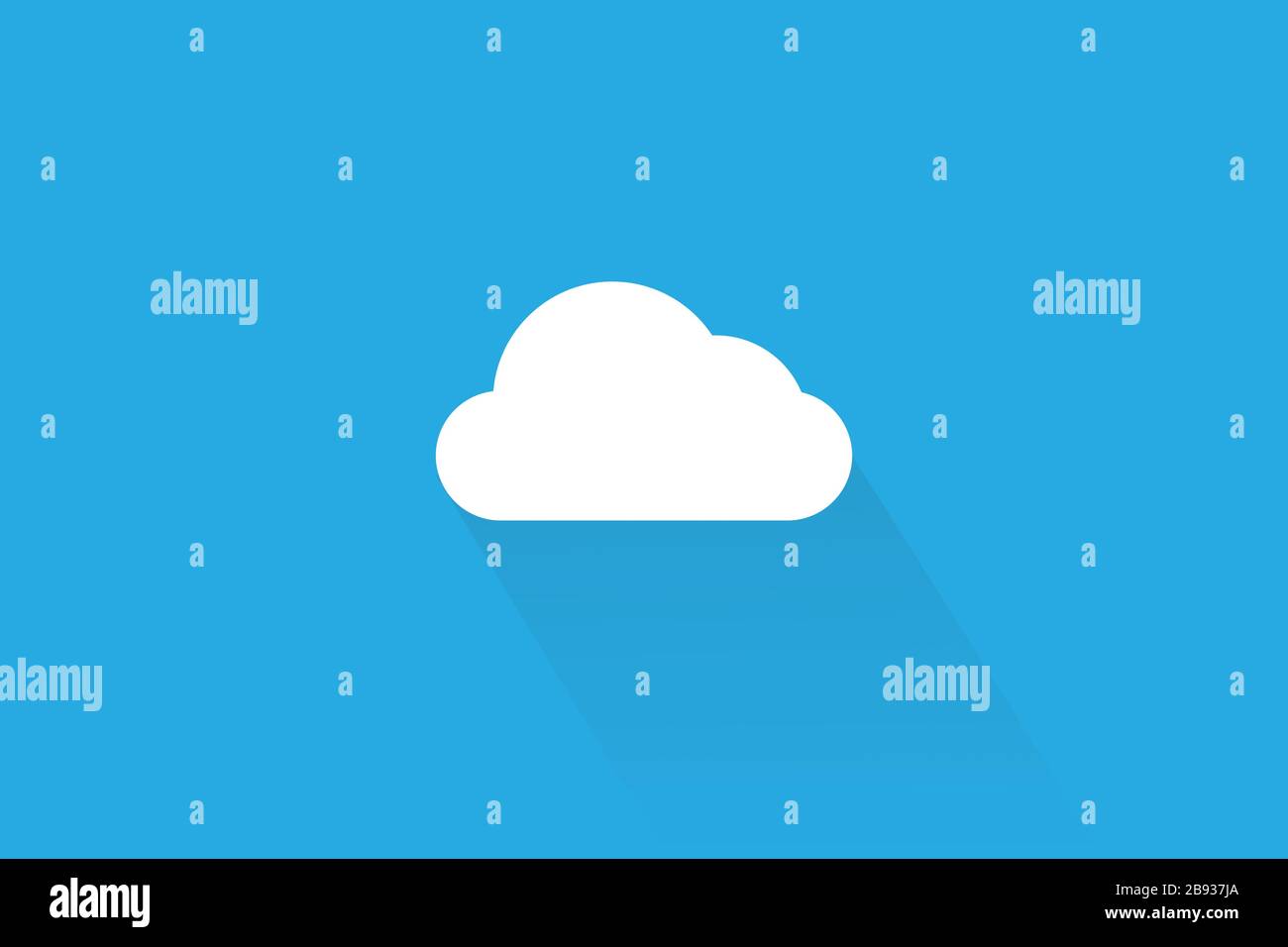 Nuvola semplice con ombra chiara isolata su sfondo blu. Icona per il meteo o il concetto di tecnologia. Illustrazione vettoriale in stile piatto alla moda Illustrazione Vettoriale