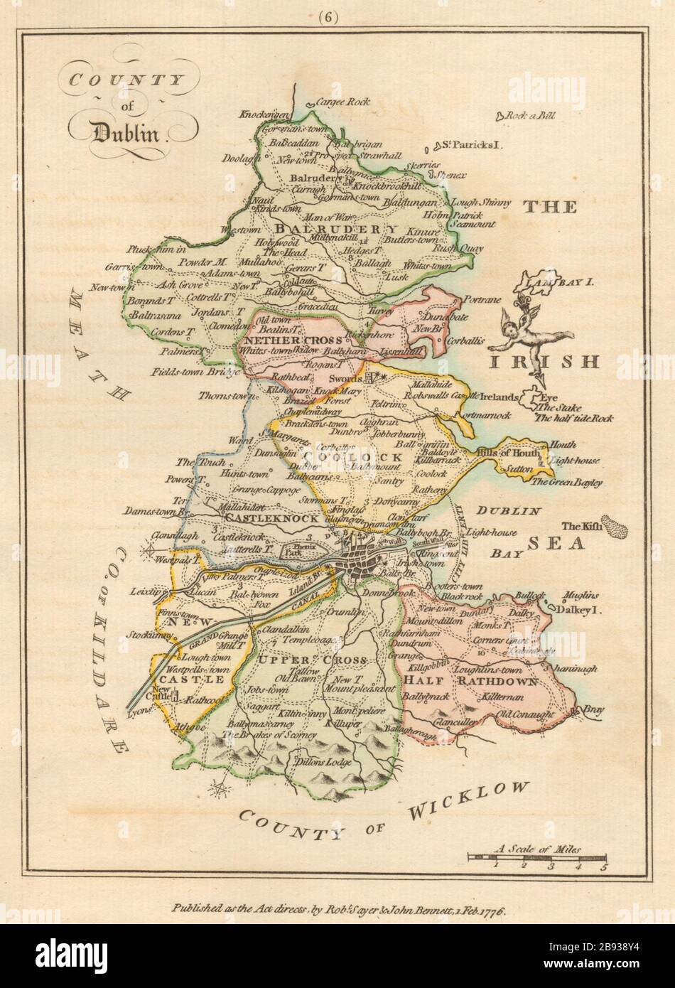 Contea di Dublino, Leinster. Antica mappa copperplate di Scalé / Sayer 1776 Foto Stock