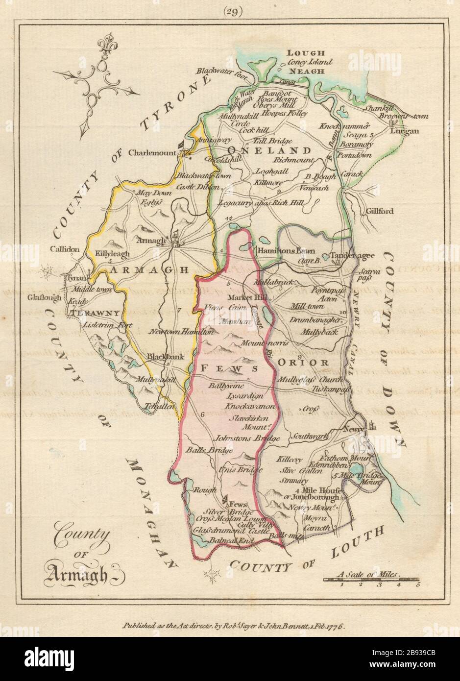 Contea di Armagh, Ulster. Antica mappa copperplate di Scalé / Sayer 1776 Foto Stock