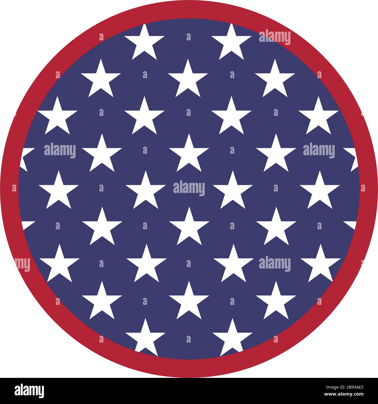 Cornice rotonda bandiera americana stilizzata, USA distintivo patriottico  rotondo con stilisti rossi e 50 stelle. Illustrazione vettoriale in stock  isolata su sfondo bianco Immagine e Vettoriale - Alamy