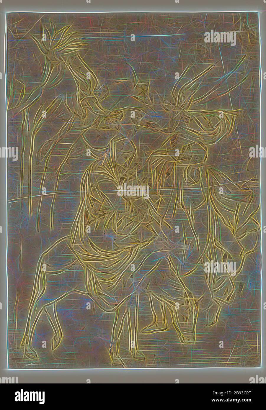 Dopo Martin Schongauer, tedesco, 1450-1491, il volo in Egitto, 15th secolo, penna e inchiostro marrone su carta scolorita posata, rivestito su verso con carbone o gesso nero, foglio: 25,7 × × 18,1 cm, Reimagined by Gibon, design di luce calda e luminosa. Arte classica reinventata con un tocco moderno. La fotografia ispirata al futurismo, che abbraccia l'energia dinamica della tecnologia moderna, del movimento, della velocità e rivoluziona la cultura. Foto Stock