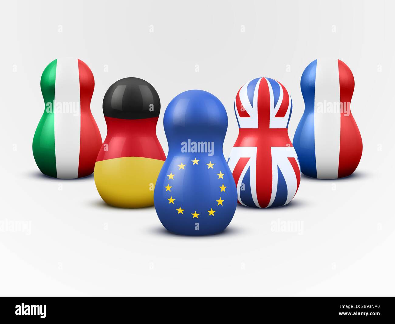 Principali membri dell'UE sotto forma di bambole nidificanti. Vettore. Illustrazione Vettoriale