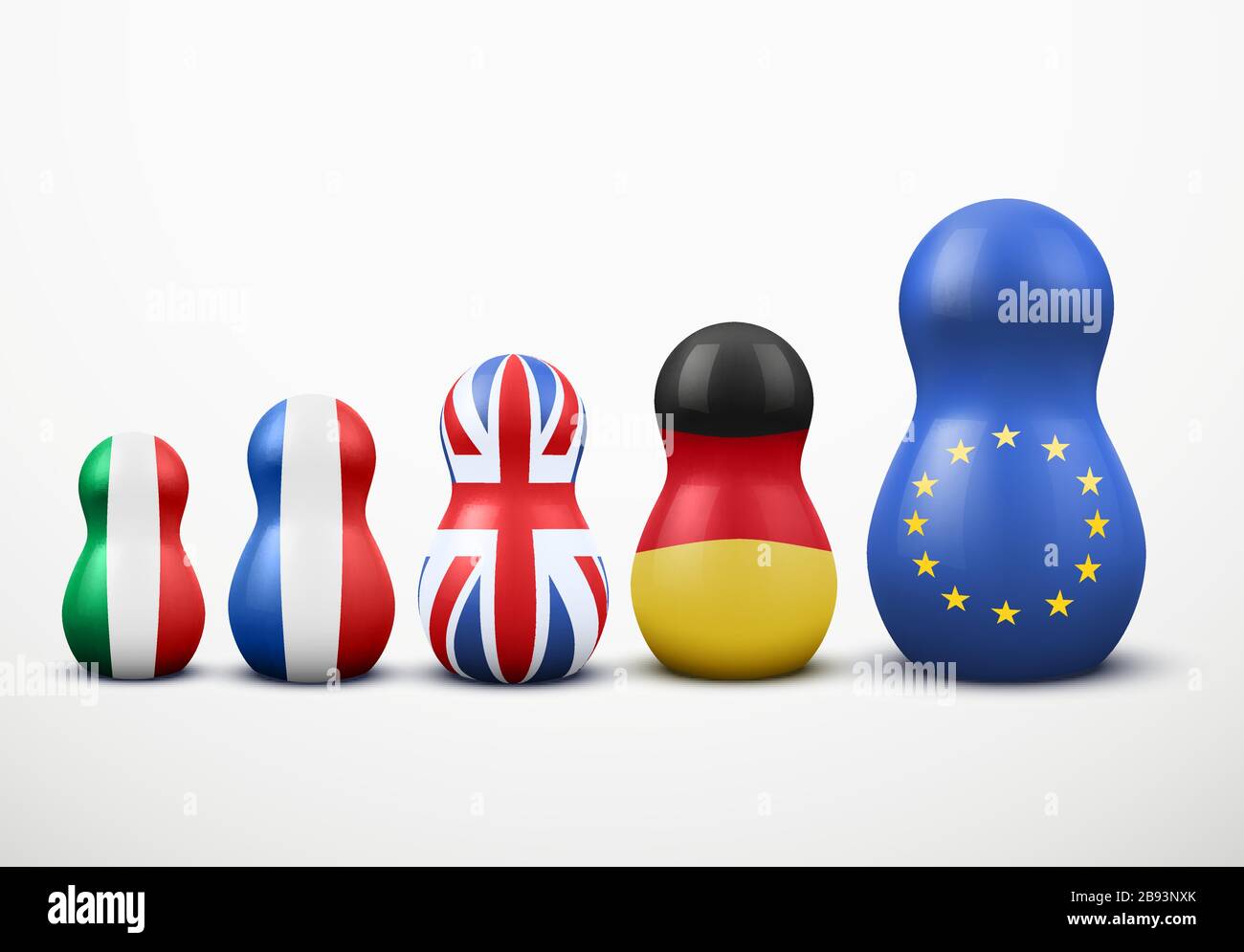 Principali membri dell'UE sotto forma di bambole nidificanti. Vettore. Illustrazione Vettoriale