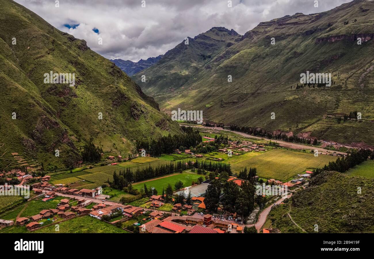 Vista aerea sul Club Royal Inka, Pisac, Perù Foto Stock