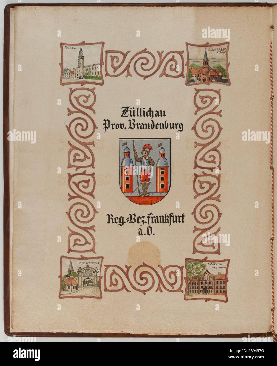 Diploma Ehrenbürger - Freeman - City Züllichau rilasciato ad Adolf Hitler Anonyme. Diplôme d'Ehrenbürger - citoyen d'honneur - de la ville de Züllichau, secondo à Adolf Hitler. Papier, encré, cuir, cire, bois. 1933. Musée du Général Leclerc de Hauteclocque et de la Libération de Paris, musée Jean Moulin. Foto Stock