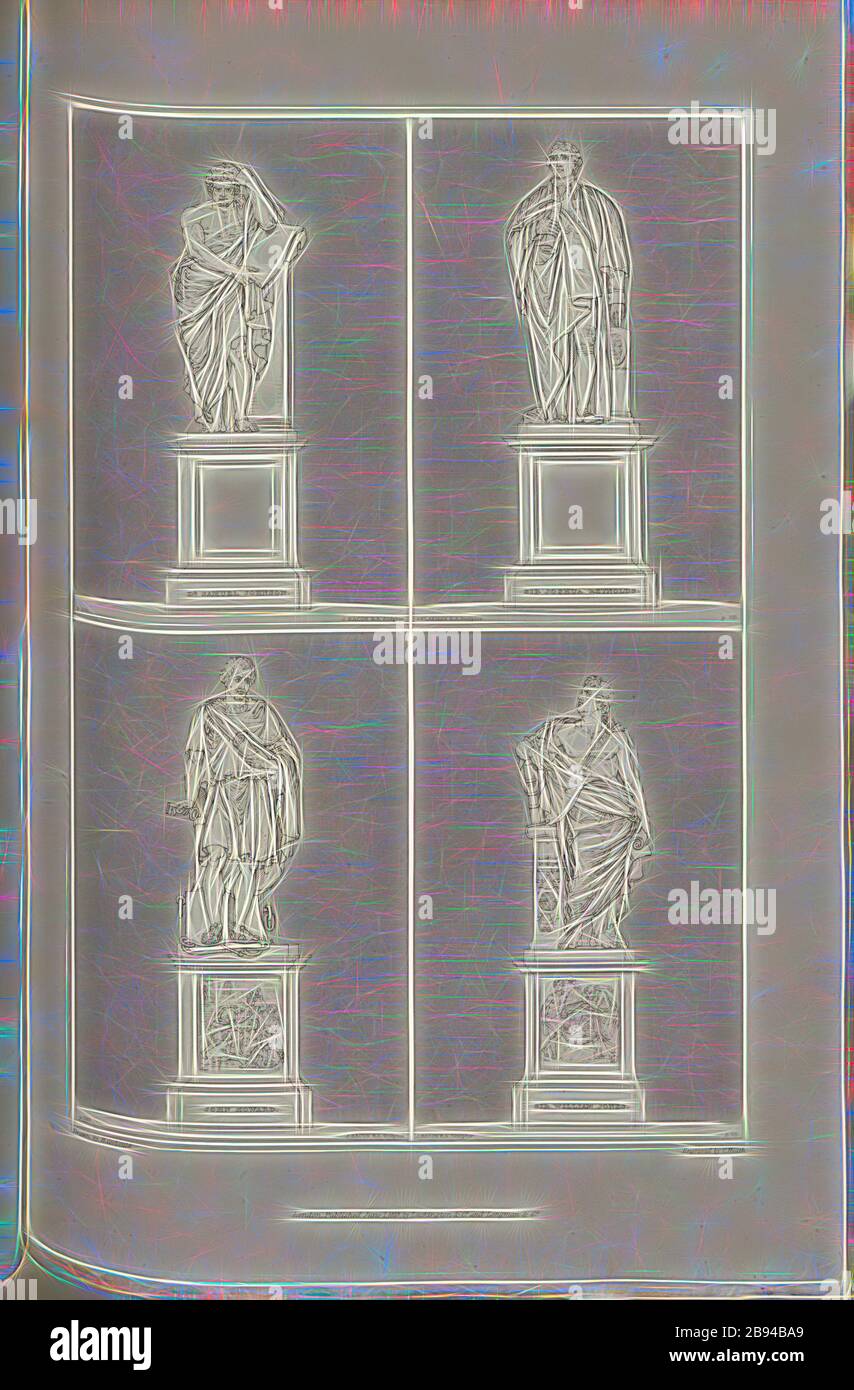 Statue del Dr. Samuel Johnson, Sir Joshua Reynolds, del Sig. Howard, e Sir William Jones, statue della Cattedrale di St. Paul a Londra, firmate: Disegnate da H. Corbould, incise da C. Heath, edito da Lackington & Co. E Longman & Co., Pl. LI, p. 200, Corbould, H. (disegno), Heath, C. (incisione), Lackington & Co. (Publ.), Longman & Co. (Publ.), William Dugdale, Henry Ellis: La storia della Cattedrale di San Paolo a Londra, dalla sua fondazione: Estratto da carte originali, dischi, libri di leiger e altri manoscritti. Londra: Stampato per Lackington, Hughes, Harding, Mavor, Jones e lo Foto Stock