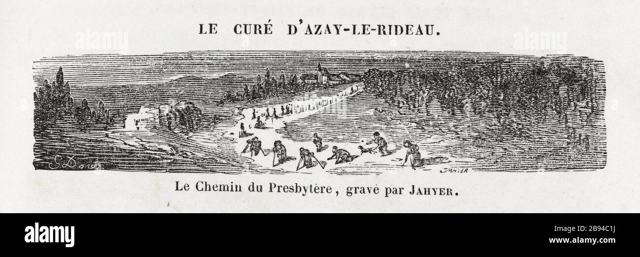 Il percorso del presbiterio. Illustrazione per Honoré de Balzac, The Tales comical, Parigi: General Society Library, 1855 (rating: R8 ° Cc1405) Gustave Doré (1832-1883), dessinateur et Octave-Édouard-Jean Jahyer (né en 1826), graveur. "Le chemin du presbytère." Illustrazione pour Honoré de Balzac, 'Les Contes drolatiques', Parigi : Société générale de librairie, 1855'. Gravure sur bois. Parigi, Maison de Balzac. Foto Stock