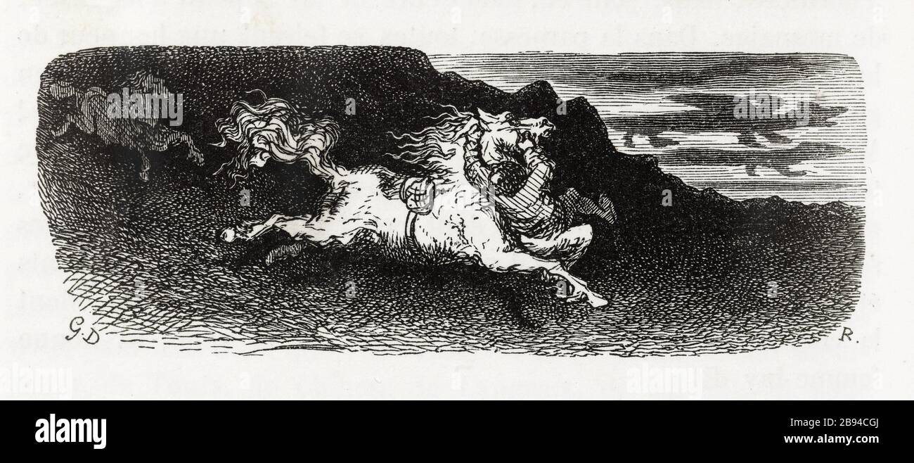 Incubo. Illustrazione per Honoré de Balzac, The Tales comical, Parigi: General Society Library, 1855 (rating: R8 ° Cc1405) Gustave Doré (1832-1883), dessinateur et Paul Riault (XIXème siècle), graveur. "Cauchemar." Illustrazione pour Honoré de Balzac, 'Les Contes drolatiques', Parigi : Société générale de librairie, 1855'. Gravure sur bois. Parigi, Maison de Balzac. Foto Stock