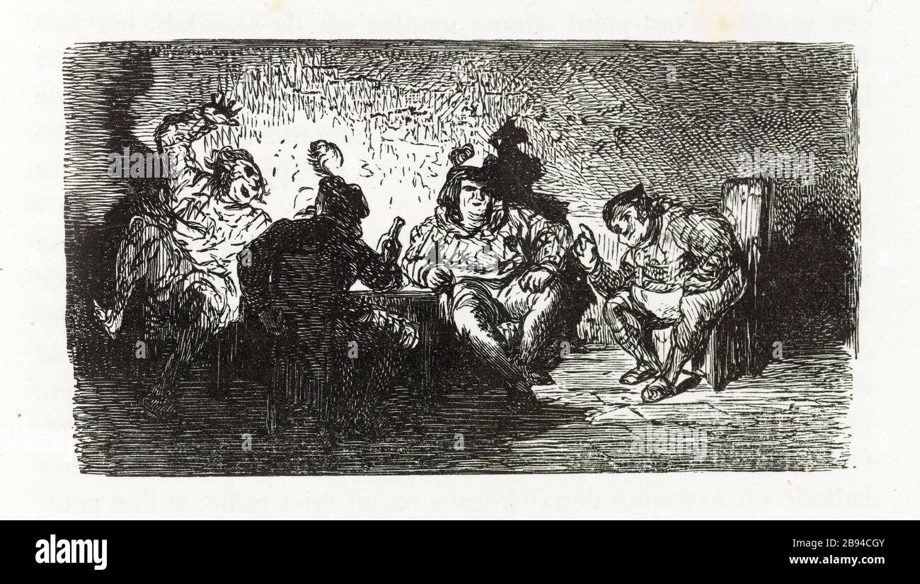Sciocchezze. Illustrazione per Honoré de Balzac, The Tales comical, Parigi: General Society Library, 1855 (rating: R8 ° Cc1405) Gustave Doré (1832-1883), dessinateur et Gérard (XIXème siècle), graveur. "Billevesées." Illustrazione pour Honoré de Balzac, 'Les Contes drolatiques', Parigi : Société générale de librairie, 1855'. Gravure sur bois. Parigi, Maison de Balzac. Foto Stock