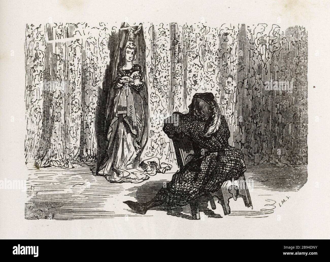 Parlamentari. Illustrazione per Honoré de Balzac, The Tales comical, Parigi: General Society Library, 1855 (rating: R8 ° Cc1405) Gustave Doré (1832-1883), dessinateur et E. Lemaire (XIXème siècle), graveur. "Parlementaires." Illustrazione pour Honoré de Balzac, 'Les Contes drolatiques', Parigi : Société générale de librairie, 1855'. Gravure sur bois. Parigi, Maison de Balzac. Foto Stock