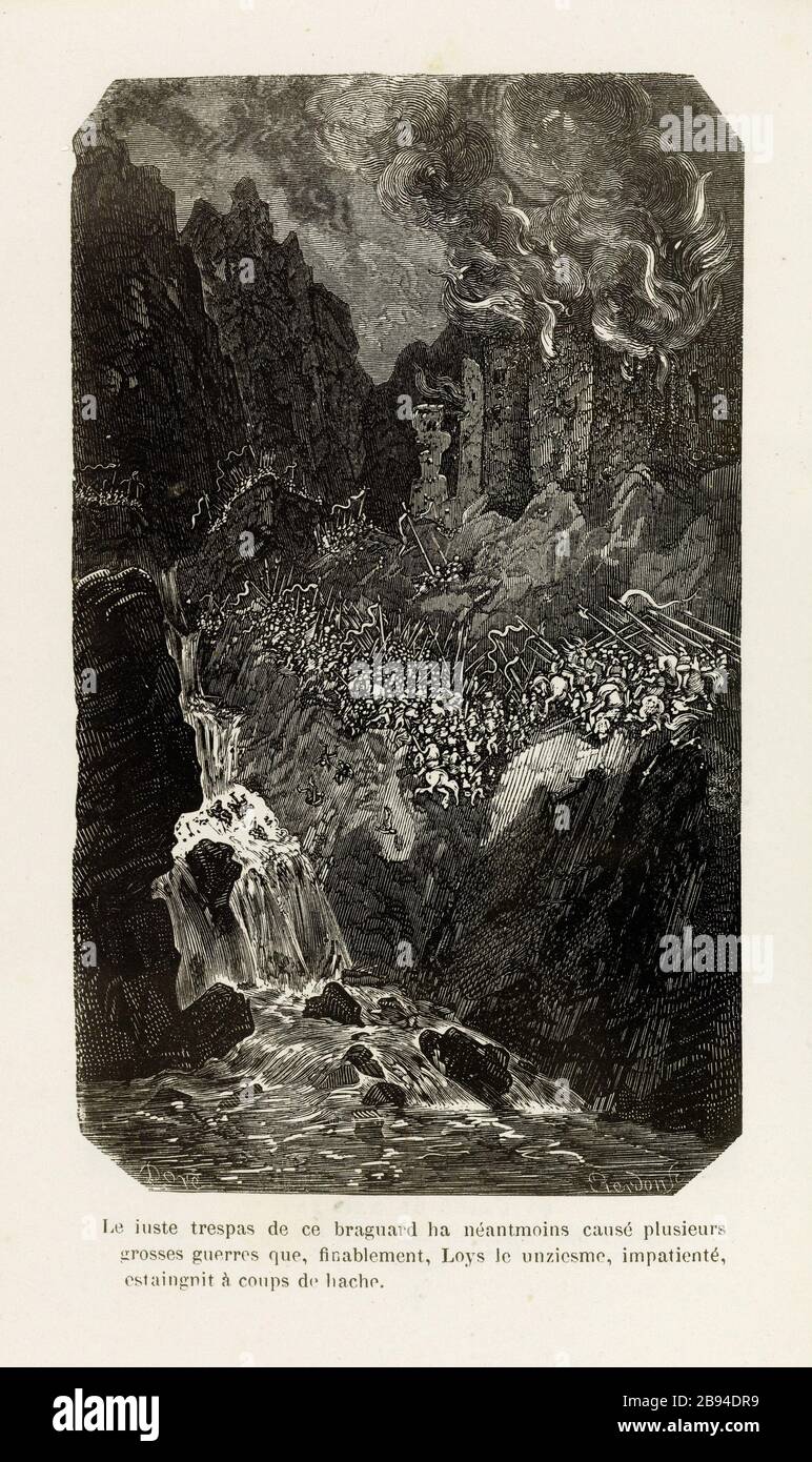 Lo squabble. Illustrazione per Honoré de Balzac, The Tales comical, Parigi: General Society Library, 1855 (rating: R8 ° Cc1405) Gustave Doré (1832-1883), dessinateur et François Pierdon (1821-1904), graveur. "La meslée." Illustrazione pour Honoré de Balzac, 'Les Contes drolatiques', Parigi : Société générale de librairie, 1855'. Gravure sur bois. Parigi, Maison de Balzac. Foto Stock