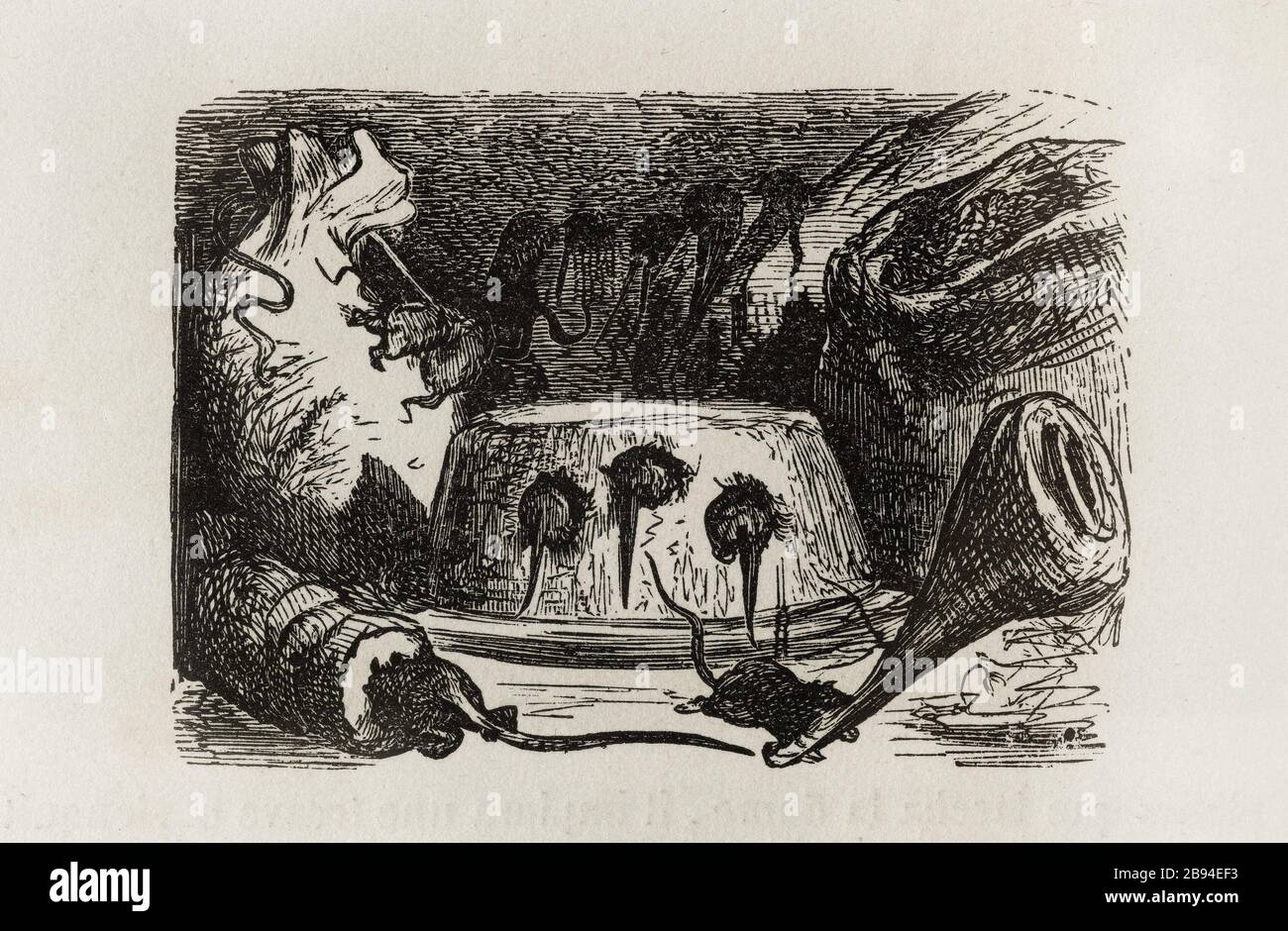 Ripaille. Illustrazione per Honoré de Balzac, The Tales comical, Parigi: General Society Library, 1855 (rating: R8 ° Cc1405) Gustave Doré (1832-1883), dessinateur et Adrien Lavieille (1818-1862), graveur. "Ripaille." Illustrazione pour Honoré de Balzac, 'Les Contes drolatiques', Parigi : Société générale de librairie, 1855'. Gravure sur bois. Parigi, Maison de Balzac. Foto Stock