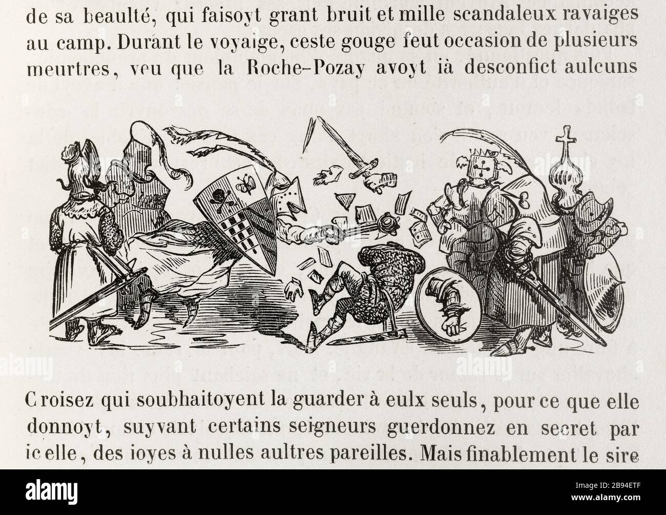 Desconfettura. Illustrazione per Honoré de Balzac, The Tales comical, Parigi: General Society Library, 1855 (rating: R8 ° Cc1405) Gustave Doré (1832-1883), dessinateur et Adrien Lavieille (1818-1862), graveur. "Confettura." Illustrazione pour Honoré de Balzac, 'Les Contes drolatiques', Parigi : Société générale de librairie, 1855'. Gravure sur bois. Parigi, Maison de Balzac. Foto Stock