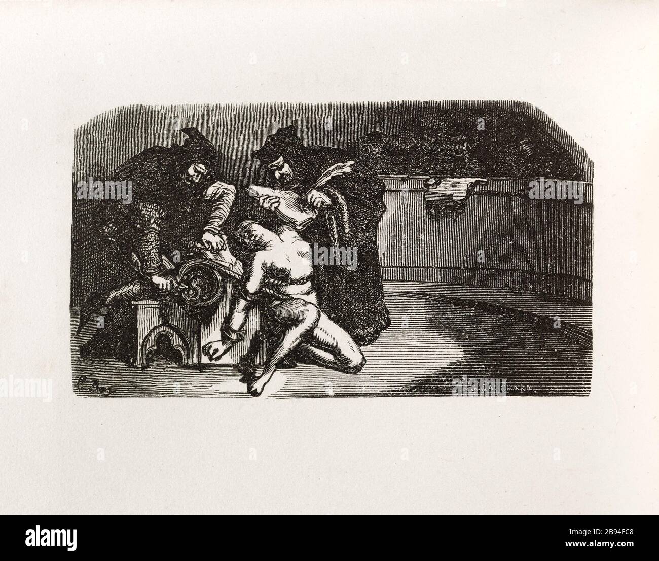 La domanda. Illustrazione per Honoré de Balzac, The Tales comical, Parigi: General Society Library, 1855 (rating: R8 ° Cc1405) Gustave Doré (1832-1883), dessinateur et Jean Gauchard (1825-1872), graveur. "La domanda." Illustrazione pour Honoré de Balzac, 'Les Contes drolatiques', Parigi : Société générale de librairie, 1855'. Gravure sur bois. Parigi, Maison de Balzac. Foto Stock