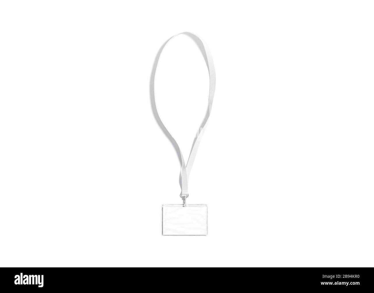 Cordino bianco vuoto con scheda nome mock up, isolato Foto Stock