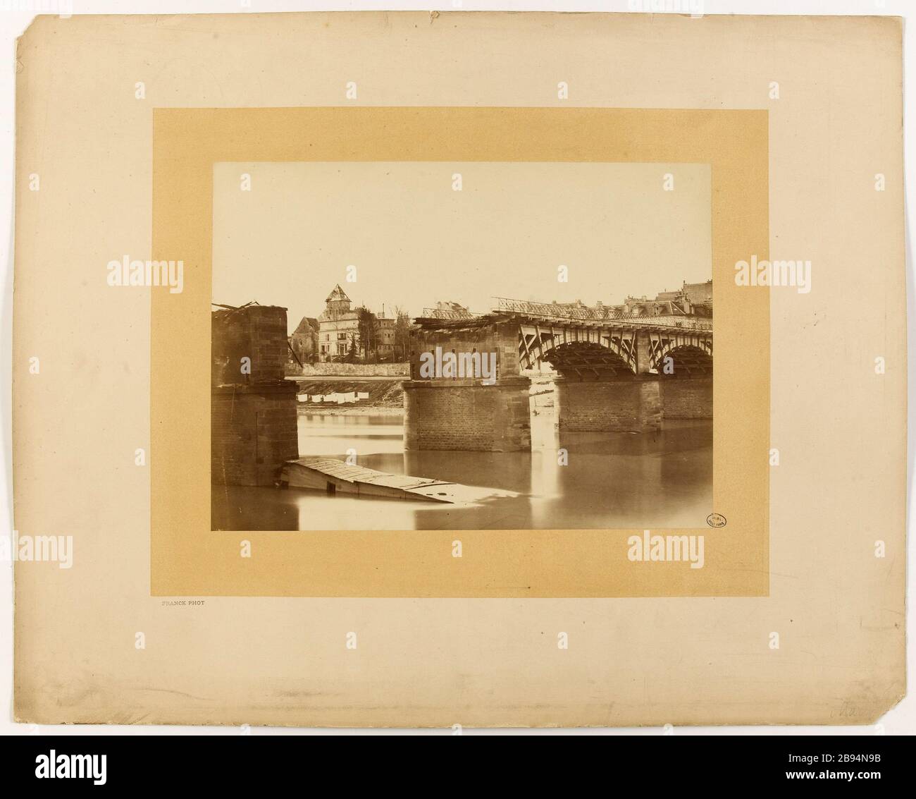 Bridge Work Pont en travaux. Photographie de François Gobinet de Villechole, dit Franck (1816-1906). Tirage sur papier albuminé. Parigi, musée Carnavalet. Foto Stock