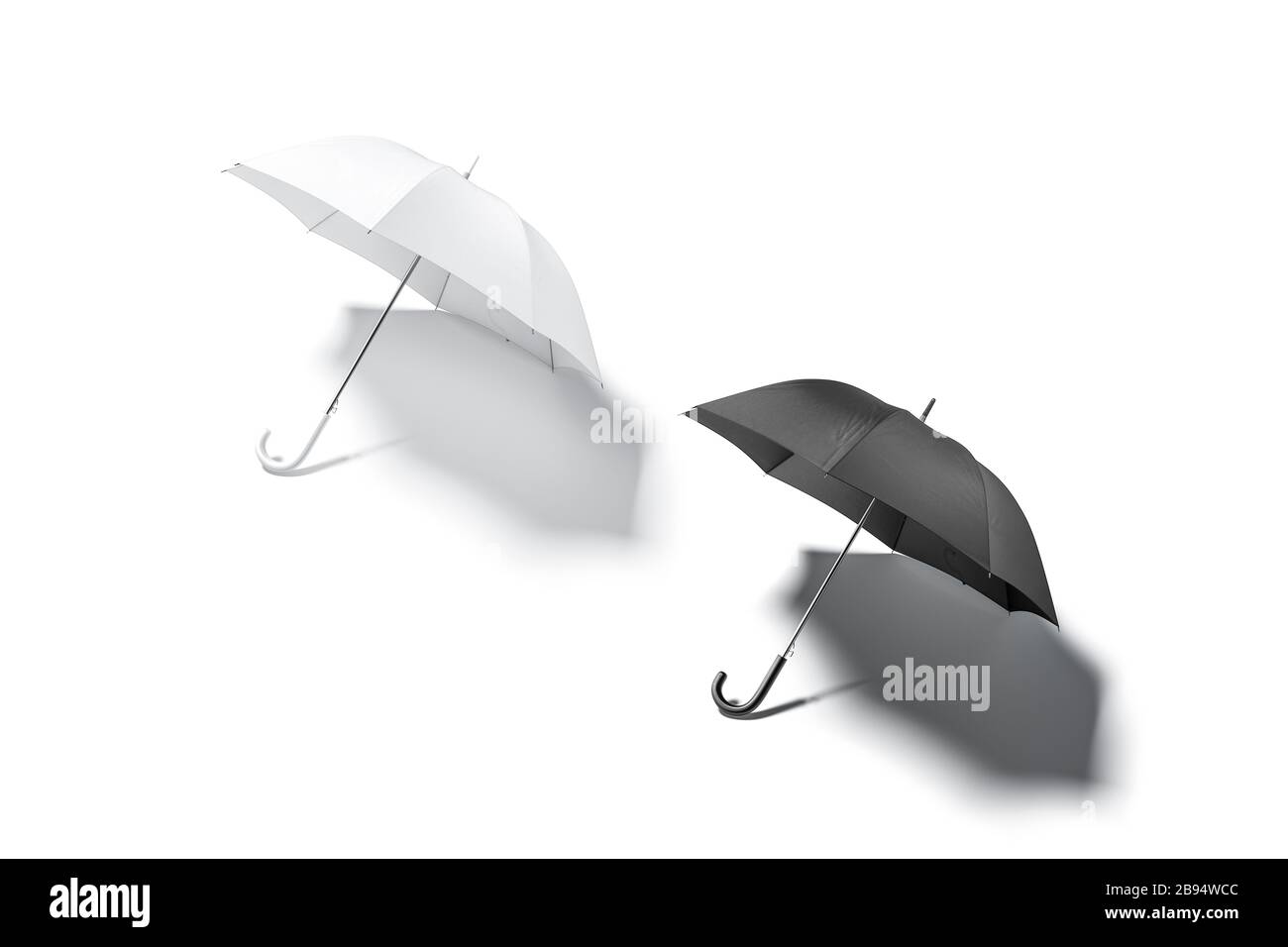 Ombrello bianco e nero aperto mockup sdraiato, vista dall'alto Foto stock -  Alamy