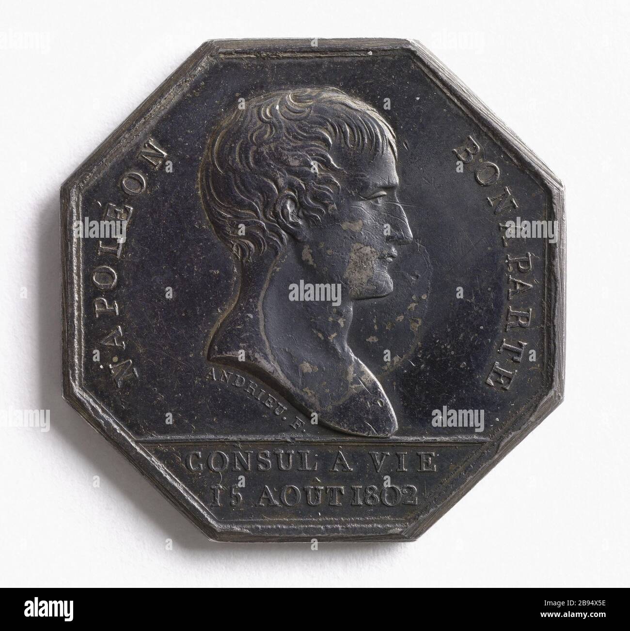 Sconto del fondo 1802 Bertrand Andrieu (1761-1822). Médaille sur la caisse d'escompte de commerce. Estain, 1802. Parigi, musée Carnavalet. Foto Stock