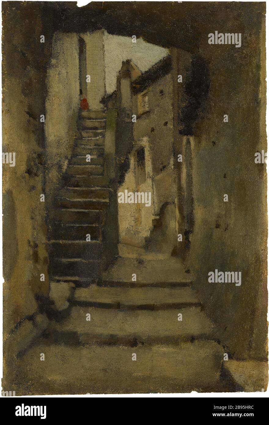 Scale in un vicolo a Roma Jean-Jacques Henner (1829-1905). 'Escalier dans une ruelle de Rome'. Huile sur papier marouflé sur toile, vers 1859-1864. Musée des Beaux-Arts de la Ville de Paris, Petit Palais. Foto Stock