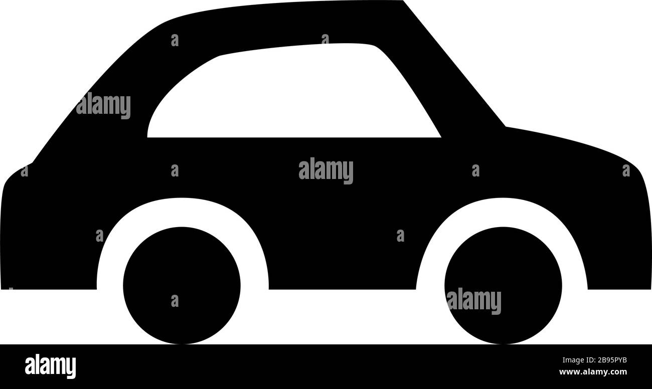 Icona del glifo dell'automobile isolata su sfondo bianco. Logo Automobile Black per la progettazione di app mobili. Pittogramma di viaggio semplice. Elemento grafico di trasporto per interfaccia vettoriale. Illustrazione Vettoriale