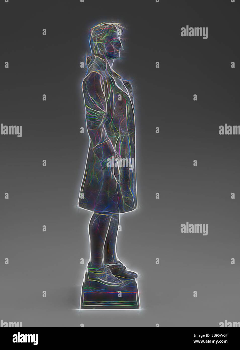 Nathan Hale, Frederick William MacMonnies (americano, 1863-1937), Jaboeuf et Rouard, Foundry (francese), 1890, bronzo, 28-1/4 x 9-3/4 x 6-1/2 pollici, firmato e datato, lato destro, vicino alla parte superiore della base: F. MacMonnies 1890 marchio della fonderia, parte superiore della base, angolo posteriore sinistro: • JABOEUF & ROUARD •, FONDEURS, A, PARIS, 10 & 12, R. DE l'ASILE POPINCOURT, American Pittura e scultura a 1945, Reimagined by Gibon, design di calda allegra luce di luminosità e raggi di luce radianza. Arte classica reinventata con un tocco moderno. Fotografia ispirata al futurismo, abbracciando l'energia dinamica della tecnologia moderna, del movimento, Foto Stock