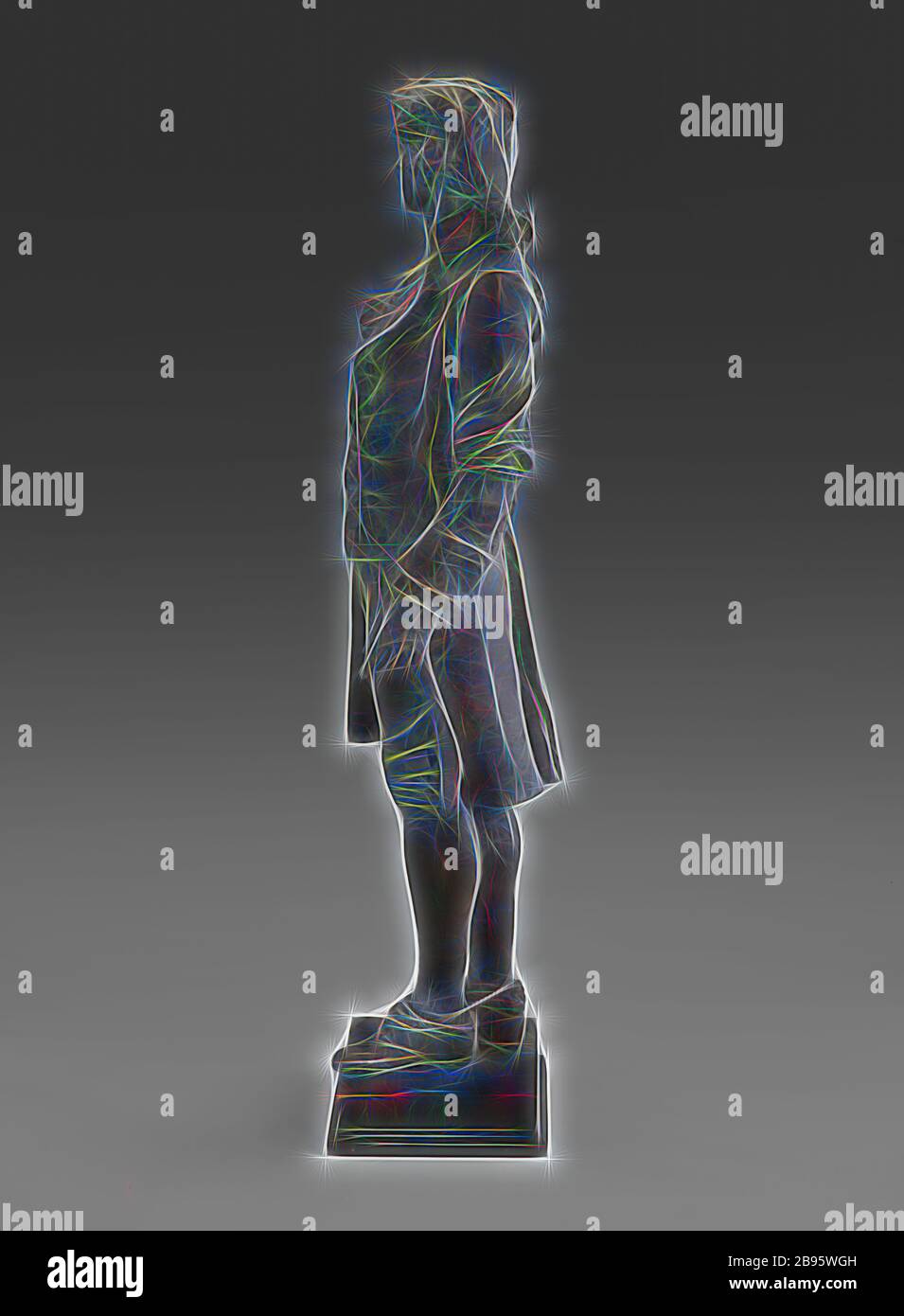 Nathan Hale, Frederick William MacMonnies (americano, 1863-1937), Jaboeuf et Rouard, Foundry (francese), 1890, bronzo, 28-1/4 x 9-3/4 x 6-1/2 pollici, firmato e datato, lato destro, vicino alla parte superiore della base: F. MacMonnies 1890 marchio della fonderia, parte superiore della base, angolo posteriore sinistro: • JABOEUF & ROUARD •, FONDEURS, A, PARIS, 10 & 12, R. DE l'ASILE POPINCOURT, American Pittura e scultura a 1945, Reimagined by Gibon, design di calda allegra luce di luminosità e raggi di luce radianza. Arte classica reinventata con un tocco moderno. Fotografia ispirata al futurismo, abbracciando l'energia dinamica della tecnologia moderna, del movimento, Foto Stock