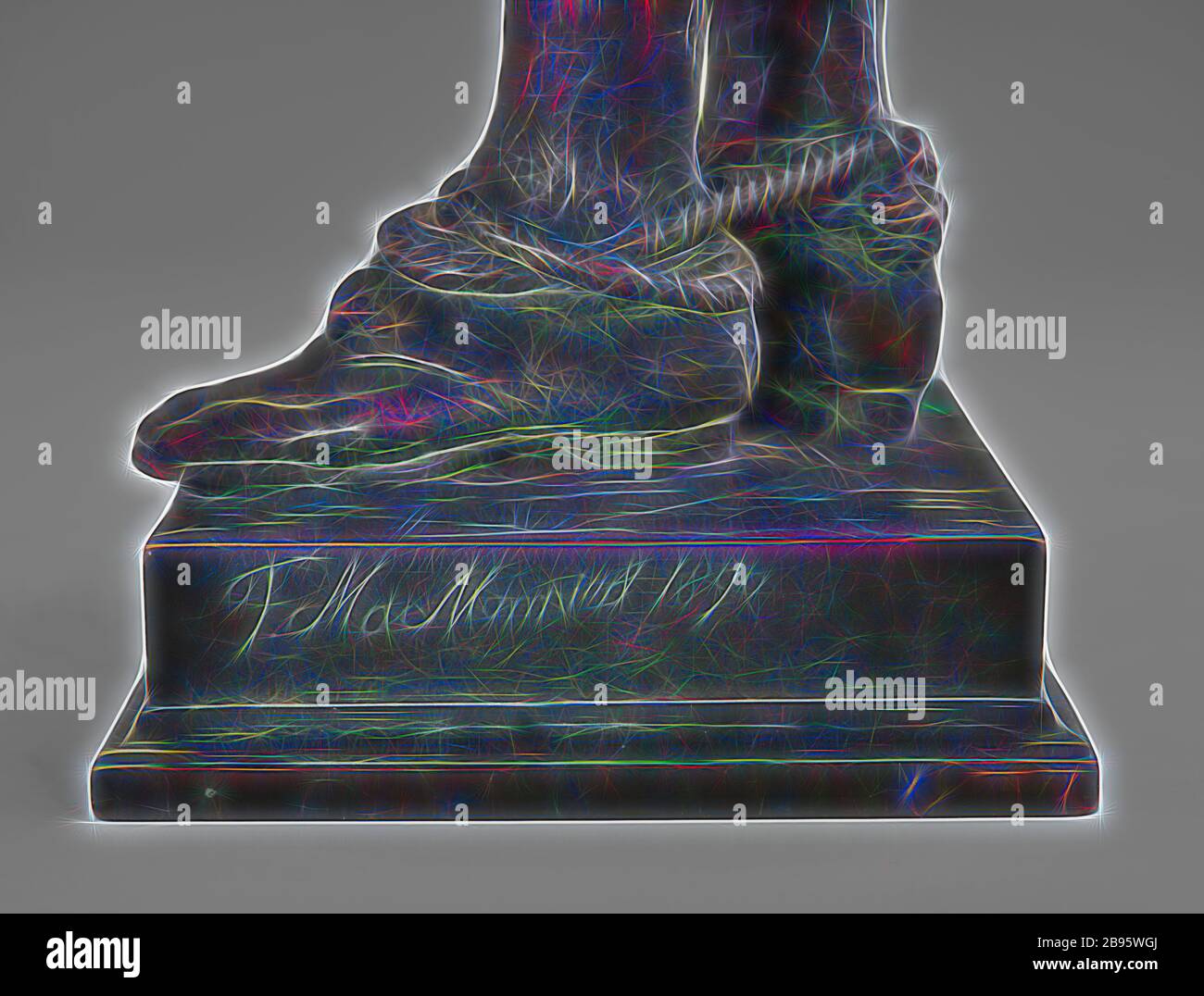 Nathan Hale, Frederick William MacMonnies (americano, 1863-1937), Jaboeuf et Rouard, Foundry (francese), 1890, bronzo, 28-1/4 x 9-3/4 x 6-1/2 pollici, firmato e datato, lato destro, vicino alla parte superiore della base: F. MacMonnies 1890 marchio della fonderia, parte superiore della base, angolo posteriore sinistro: • JABOEUF & ROUARD •, FONDEURS, A, PARIS, 10 & 12, R. DE l'ASILE POPINCOURT, American Pittura e scultura a 1945, Reimagined by Gibon, design di calda allegra luce di luminosità e raggi di luce radianza. Arte classica reinventata con un tocco moderno. Fotografia ispirata al futurismo, abbracciando l'energia dinamica della tecnologia moderna, del movimento, Foto Stock