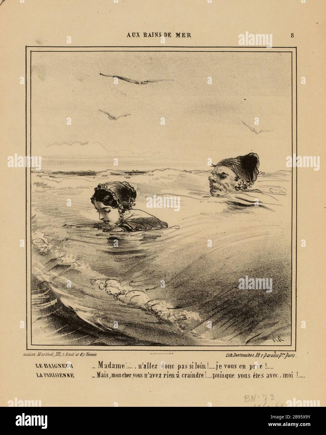 IL BAGNO Mer. [Nº8 bordo] (elencati di sicurezza (lettera)) | 3 ° dopo 1860-1861 (titolo fittizio). Foto Stock