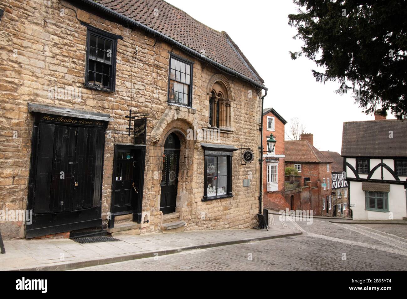La Norman House su ripida Hill, Lincoln. Conosciuta come Aarons House, si ritiene risalenti all'XI secolo. Foto Stock