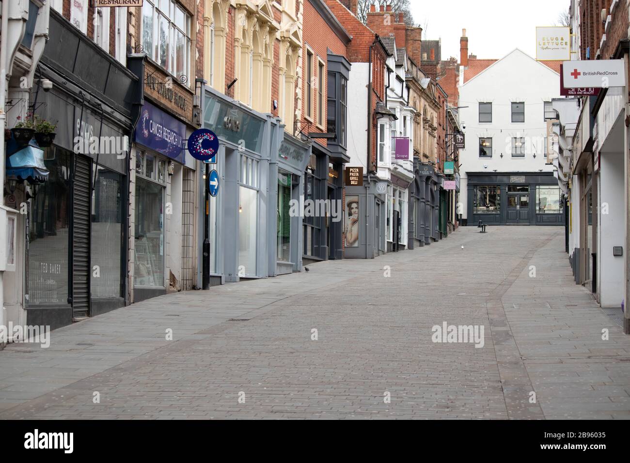Lincoln High Street ha mostrato all'inizio di Lock Down durante la pandemia Coronavirus Covid 19 Foto Stock