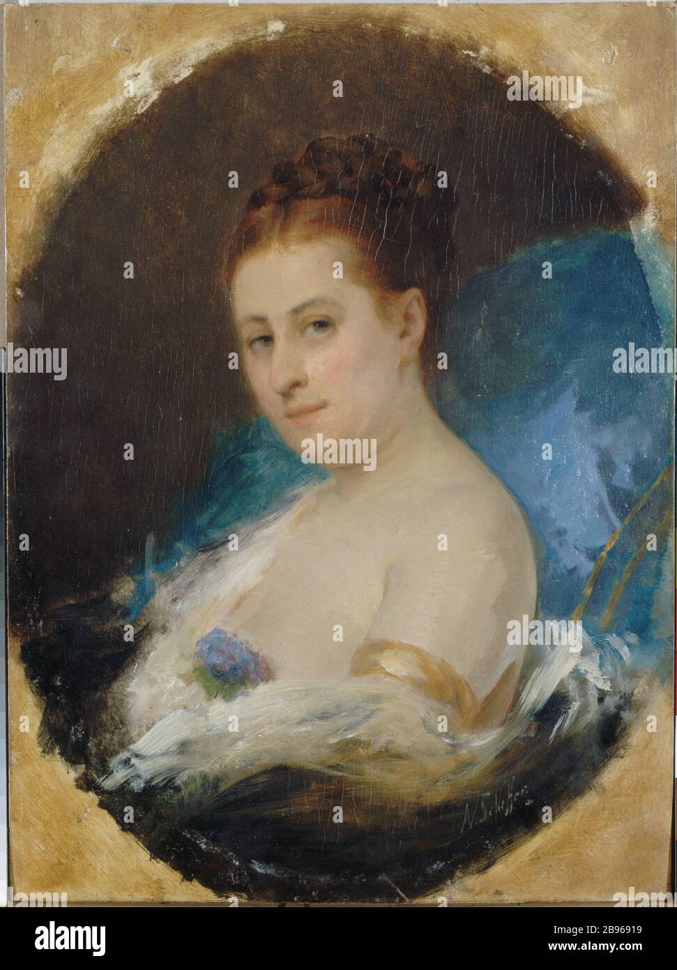 RITRATTO DELL'ASSUNTO Adelaide Ristori Ary Scheffer. "Portrait présumé d'Adelaïde ristoranti (1821-1906), tragédienne italienne". Parigi, musée de la vie romanticique. Foto Stock