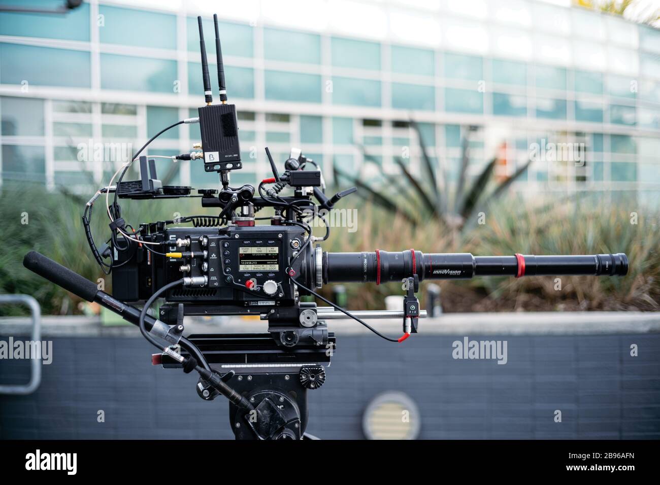 Telecamera con sensore di movimento Phantom Flex4k con obiettivo Innovision Probe 2. Telecamera per cinema specializzata. Los Angeles, California. Foto Stock