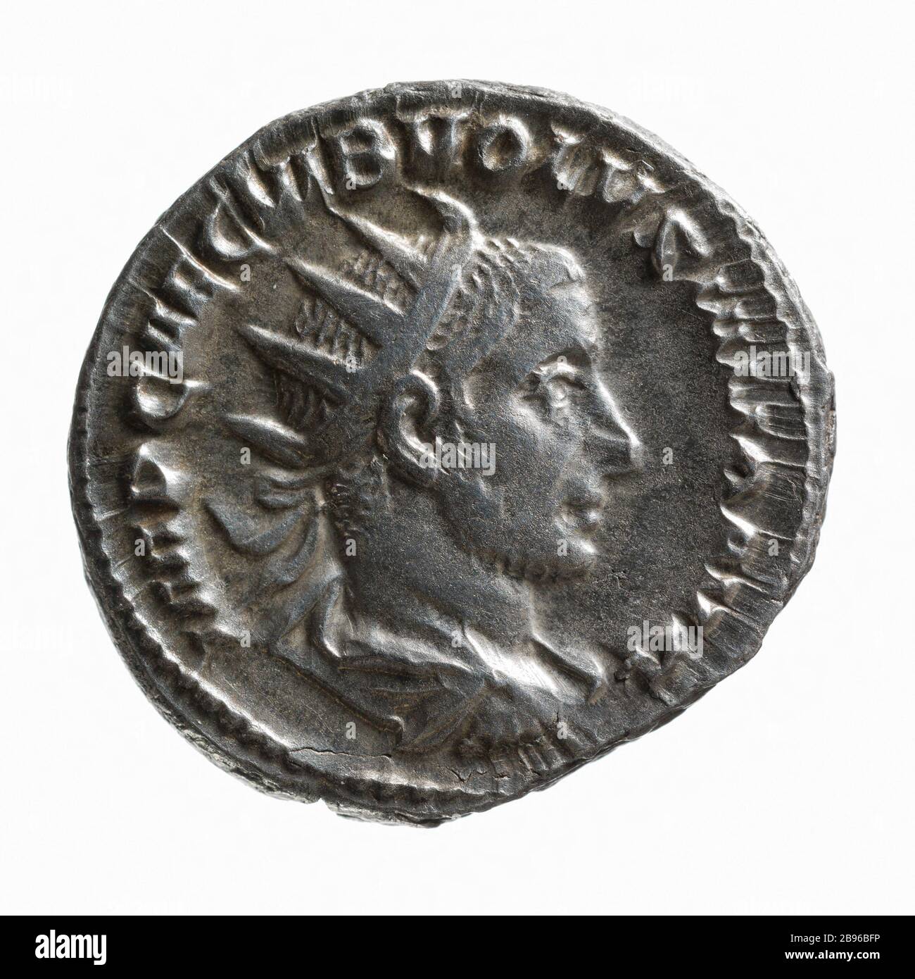 Antoninien di Volusien, 251-252 Monnaie romaine. Antoninien de Volusien, empereur romain de 251 à 253. Argent, entre 251 et 252 Avant JC. Parigi, musée Carnavalet. Foto Stock