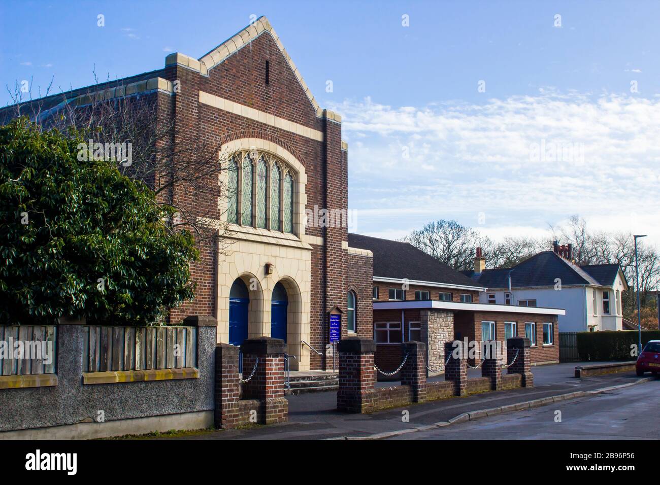 19 marzo 2010 la Chiesa Metodista di Ballyholme a Bangor nell'Irlanda del Nord a porte chiuse durante l'epidemia di Corona Virus. Questo edificio e' una buona e Foto Stock