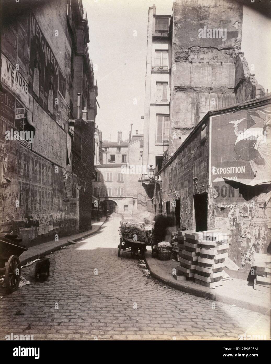 FOX STREET VIEW STREET PANCETTA DI PIETRA 'Rue du Renard vue de la rue de la Pierre au Lard', Parigi (IVème arr.). Photographie d'Eugène Atget (1857-1927). Parigi, musée Carnavalet. Foto Stock