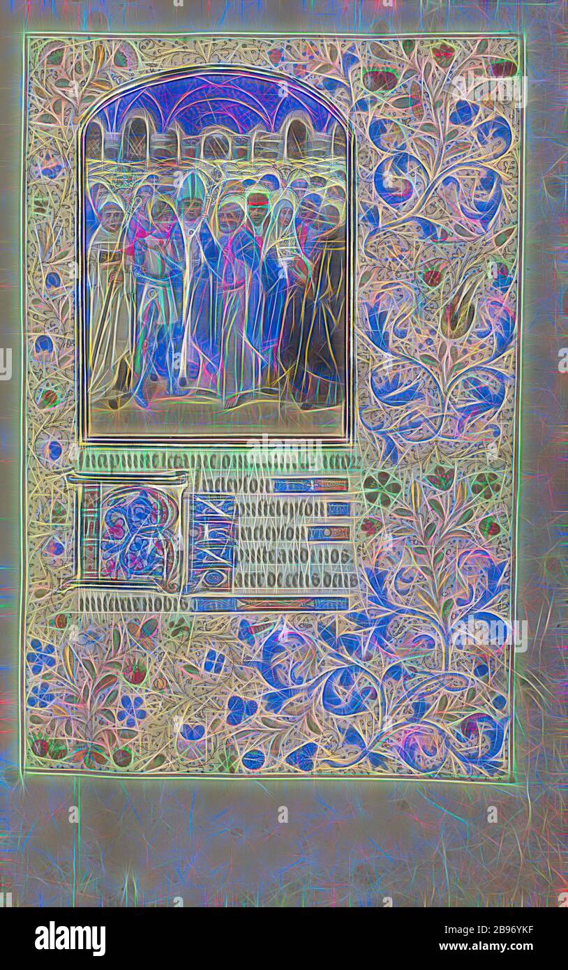 All Saints, Willem Vrelant (fiammingo, morto nel 1481, attivo nel 1454 - 1481), Bruges, Belgio, primi 1460s, colori Tempera, foglia d'oro, e inchiostro su pergamena, foglia: 25,6 x 17,3 cm, Reimagined by Gibon, disegno di calore allegro di luminosità e raggi di luce. Arte classica reinventata con un tocco moderno. La fotografia ispirata al futurismo, che abbraccia l'energia dinamica della tecnologia moderna, del movimento, della velocità e rivoluziona la cultura. Foto Stock