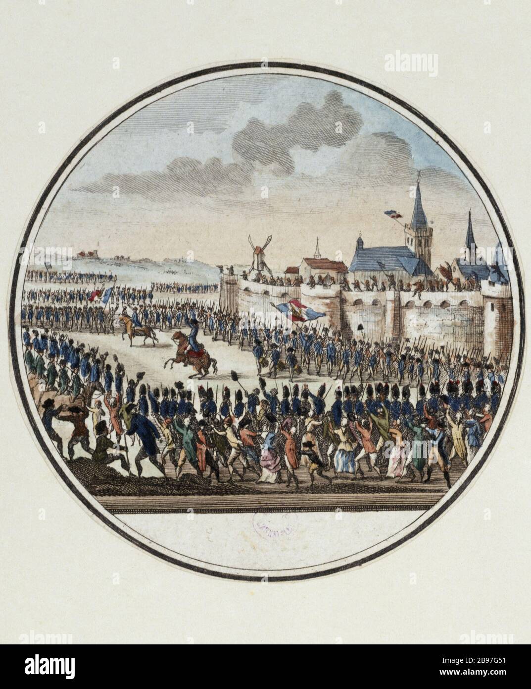 NANCY ESECUZIONE DI DUE SOLDATI CHATEAUVIEUX RUOTE PUBBLICO LUOGO 'exécution à Nancy de deux soldats de Chateauvieux roués en Place publique'. Parigi, musée Carnavalet. Foto Stock