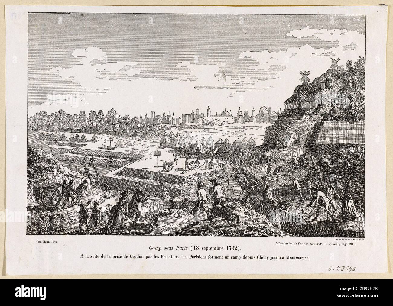 ACCAMPAMENTO A PARIGI Henri Plon. 'Camp sous Paris, 13 settembre 1792'. Typographie. Parigi, musée Carnavalet. Foto Stock