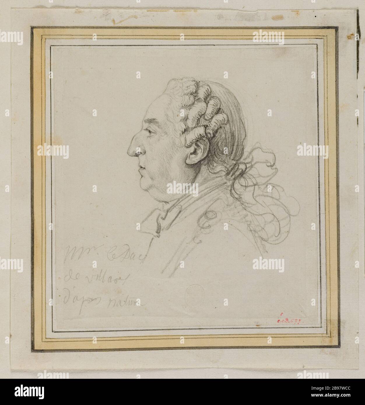 DUKE VILLARS (PROFILO A SINISTRA) Pierre Simon Benjamin Duvivier (1730-1819). "Le duc de Villars (profil gauche)". Crayon. Parigi, musée Carnavalet. Foto Stock