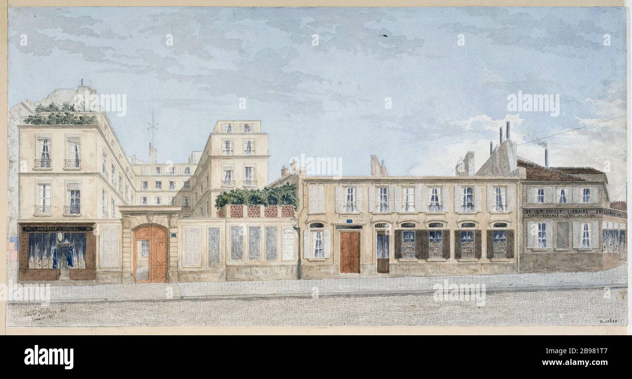 Numeri 25-29 Rue Monsieur-le-Prince, 6 ° distretto Jules Gaillrau (1816-1898). Numéros 25 à 29 rue Monsieur-le-Prince, 6ème circondario. Plume et aquarelle, 1883. Parigi, musée Carnavalet. Foto Stock